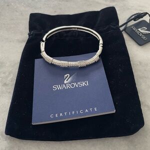 Swarovski Crystal and Silver Clasped Bangle Bracelet